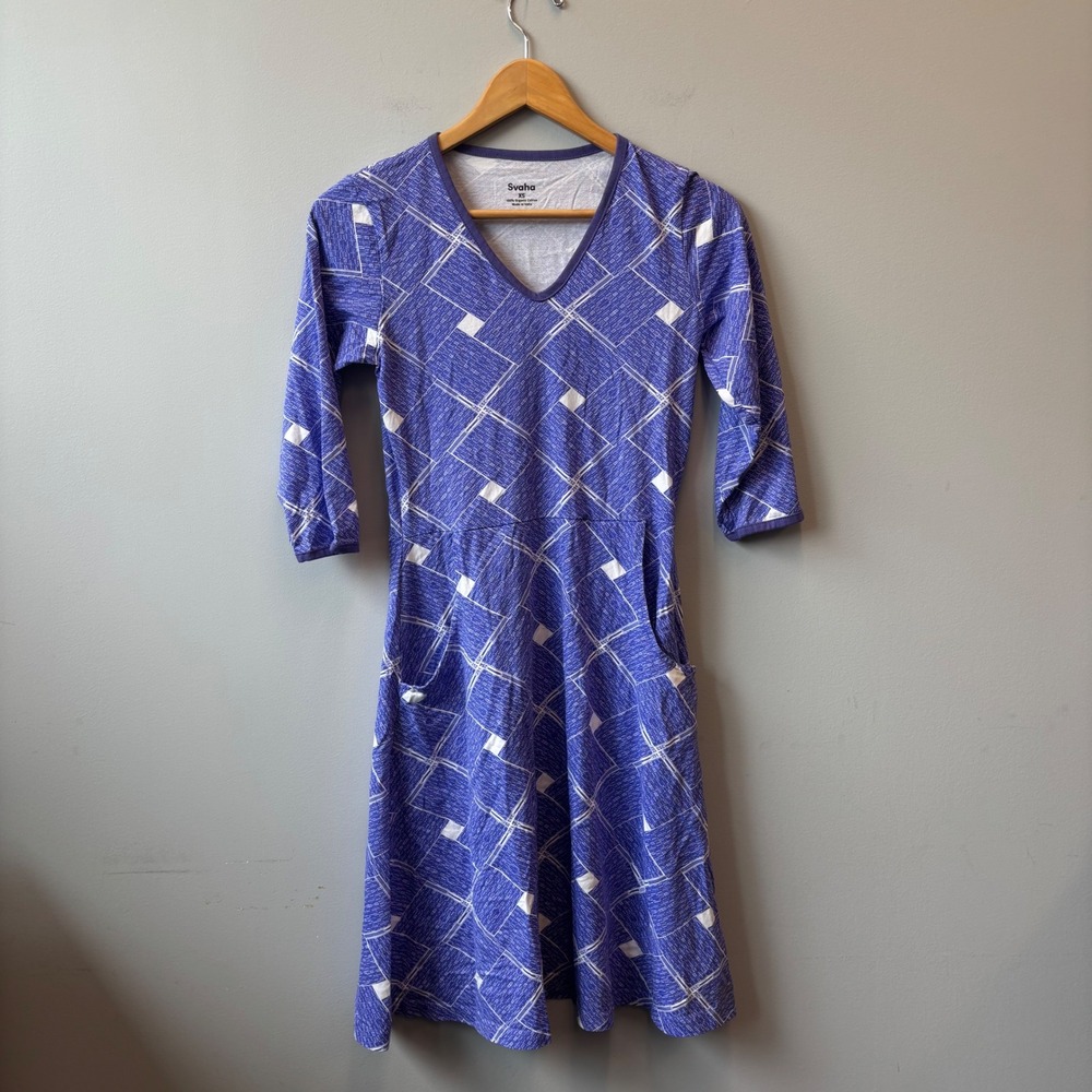 Svaha XS Twirl Dress Organic Cotton Pockets 3/4 Sleeves